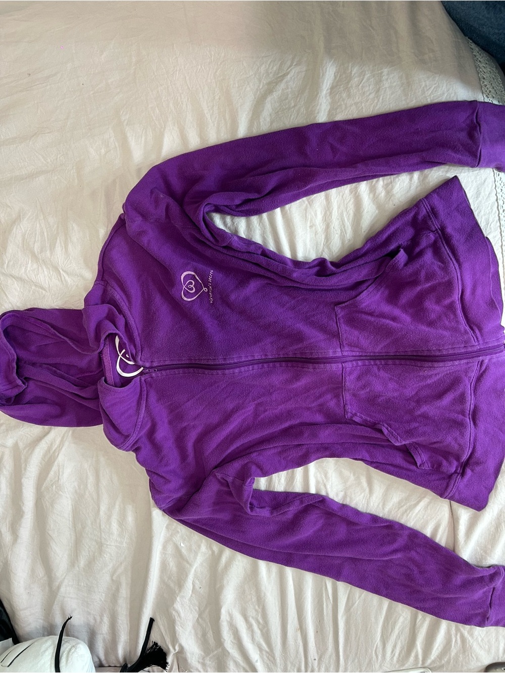 PINK Victoria's Secret Purple Zip-Up Hoodie with Heart Logo